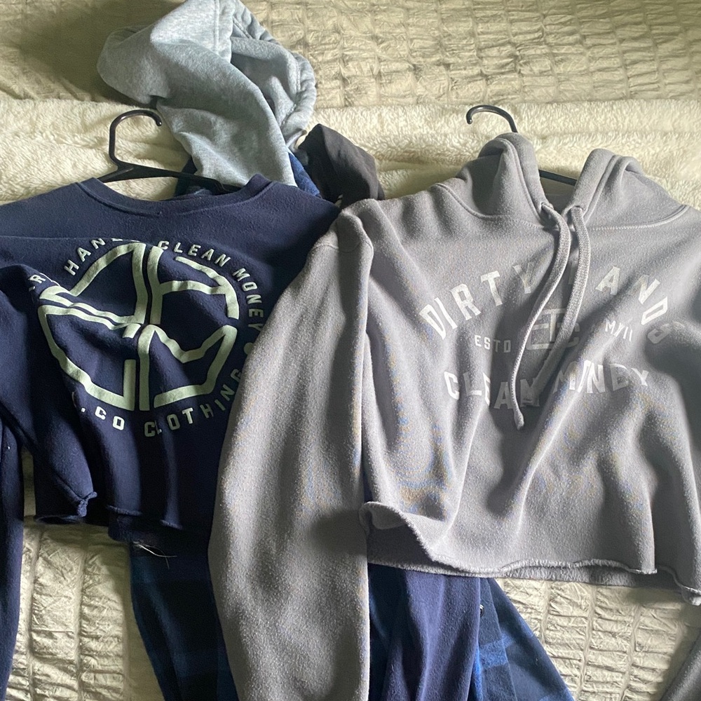 Gray and Navy Crop Tops